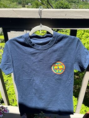 Peace Frogs Blue Short-Sleeve Graphic Tee with Chest Logo